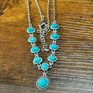 Unique Handmade Turquoise Necklace, Cowgirl Southwestern Adjustable Necklace, S